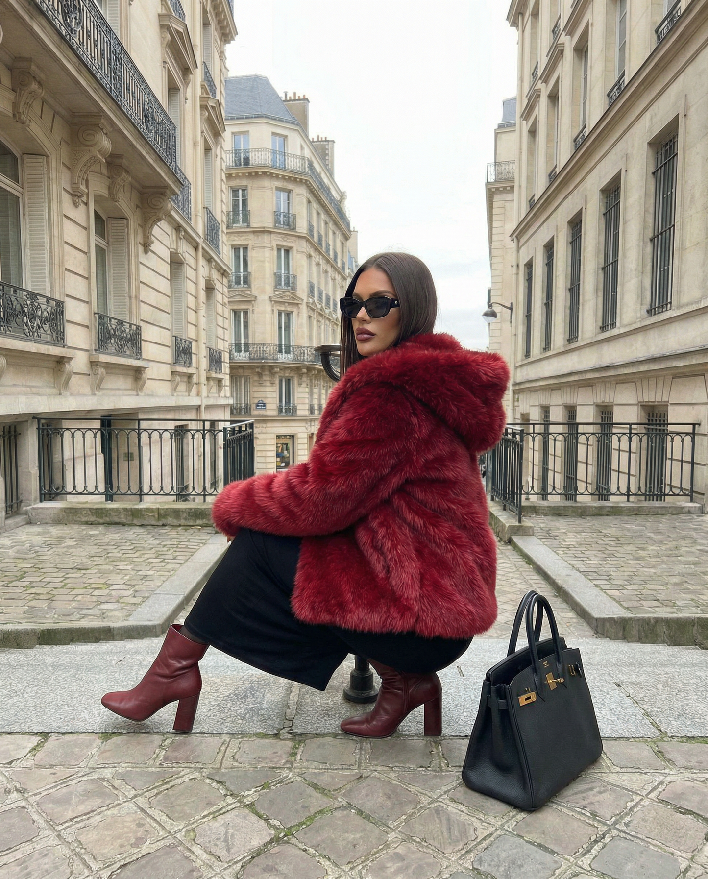 Fable Hooded Faux-Fur Jacket