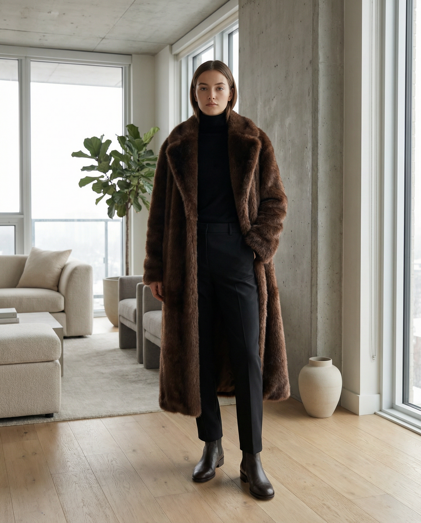 Alba Longline Faux-Fur Coat