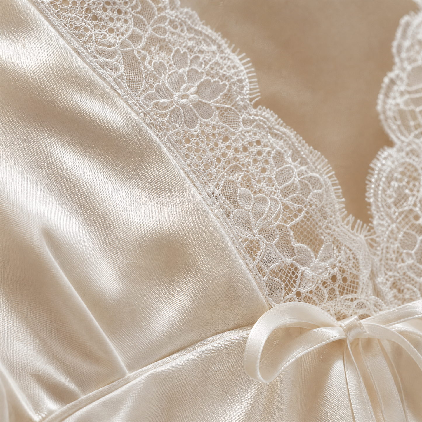 Mira Babydoll Top — macro satin and lace detail