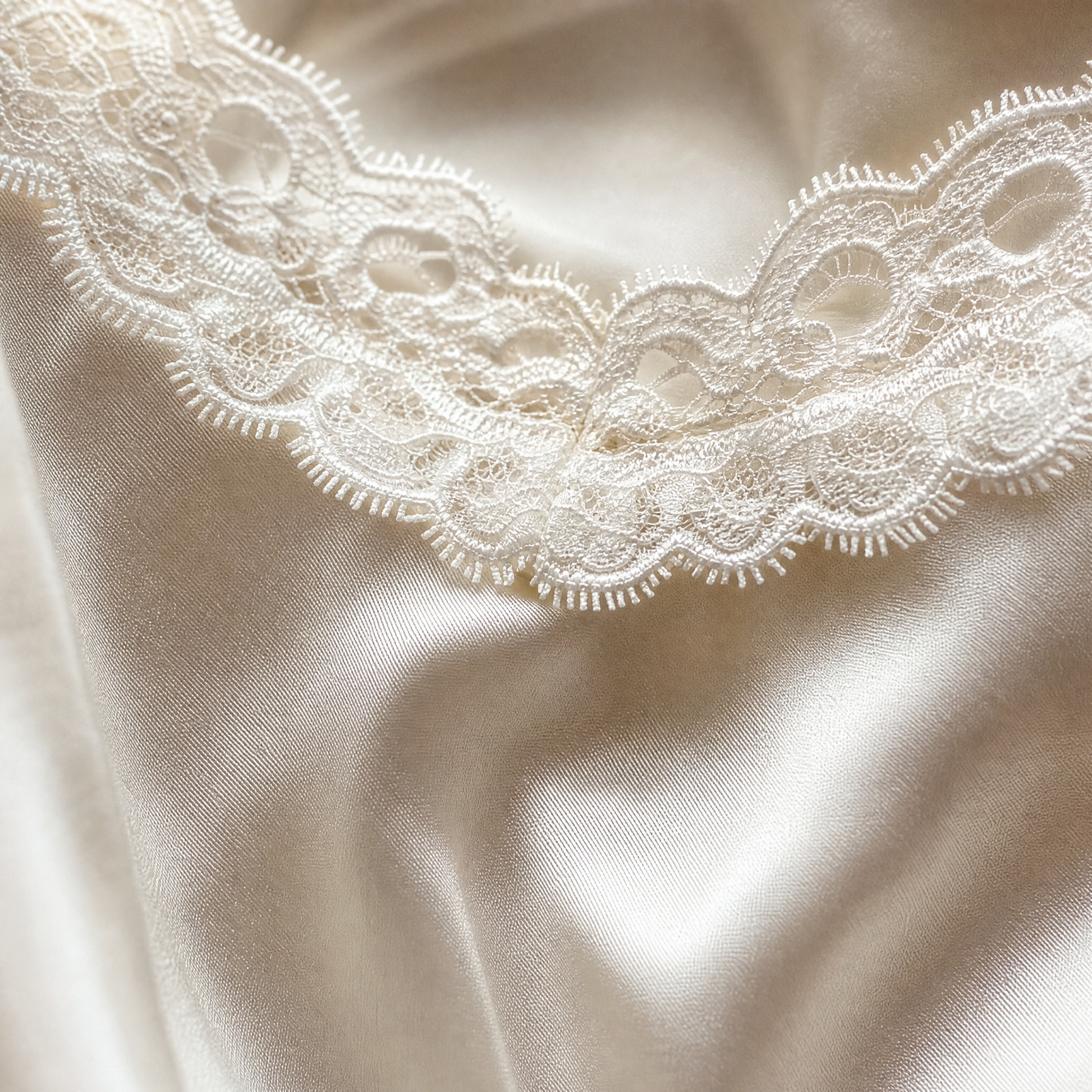 Nora Silk Cami — macro satin and lace detail