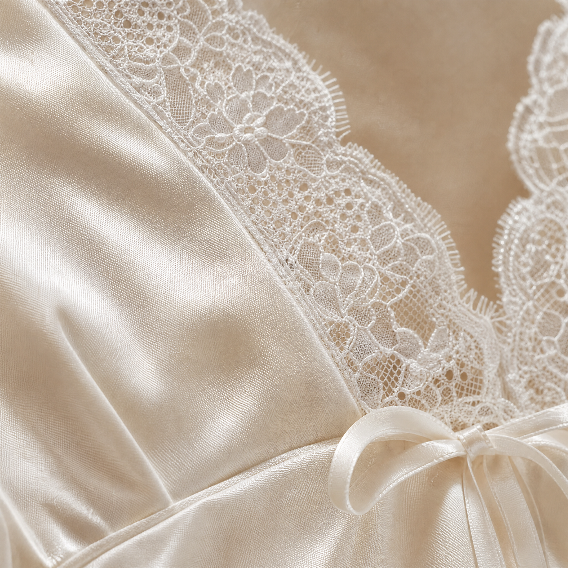 Mira Babydoll Top — macro satin and lace detail