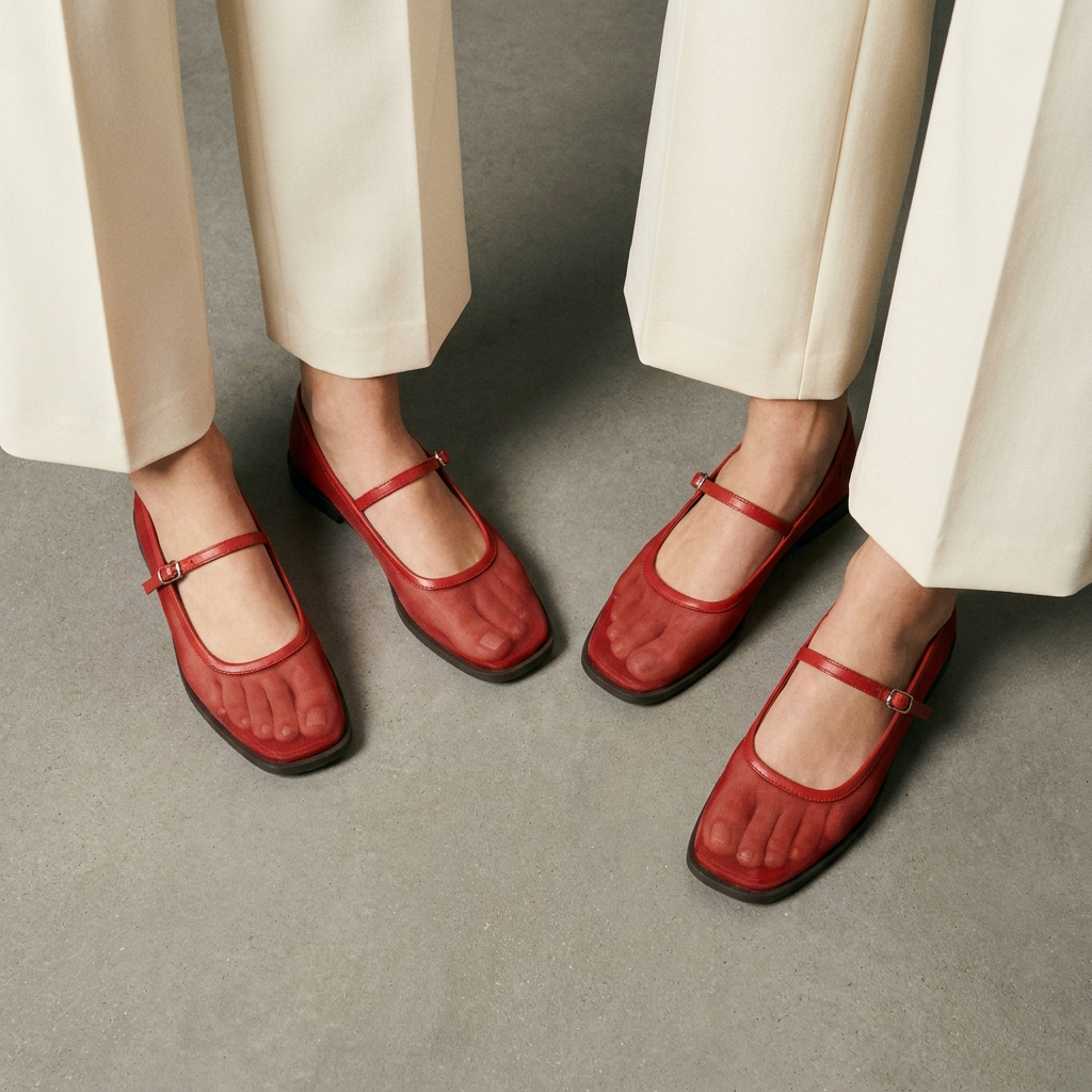 Tove Mesh Mary Jane in Red